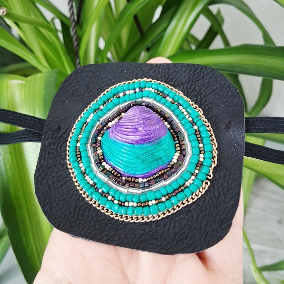 Shell Beaded Eye Patch, One Size - Picture 2 of 3